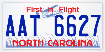 NC license plate AAT6627