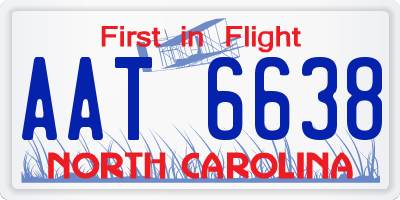 NC license plate AAT6638