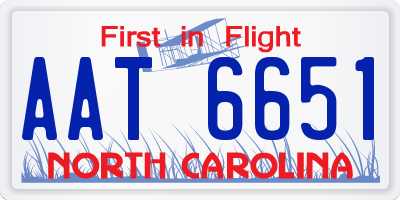 NC license plate AAT6651
