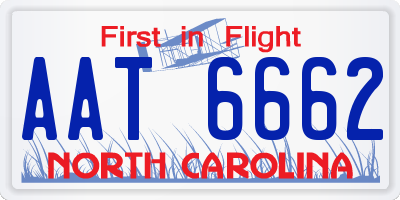NC license plate AAT6662