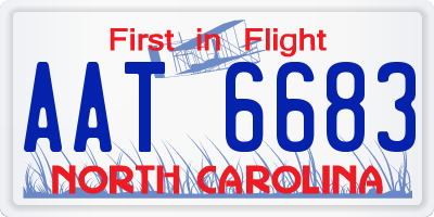 NC license plate AAT6683