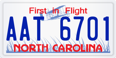 NC license plate AAT6701