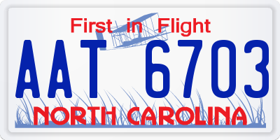 NC license plate AAT6703