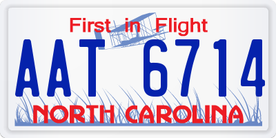 NC license plate AAT6714