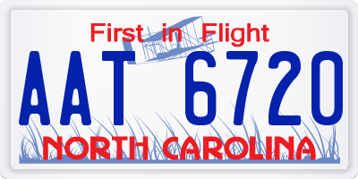 NC license plate AAT6720