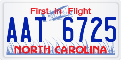 NC license plate AAT6725