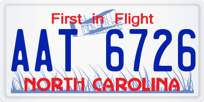 NC license plate AAT6726