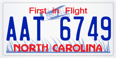 NC license plate AAT6749