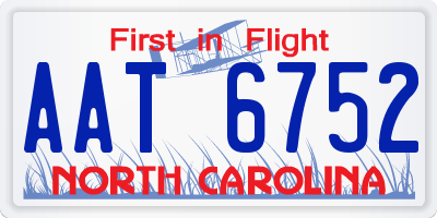 NC license plate AAT6752
