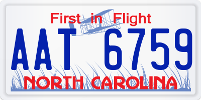 NC license plate AAT6759