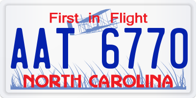 NC license plate AAT6770