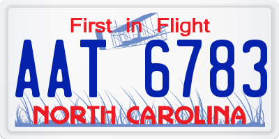 NC license plate AAT6783