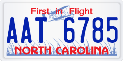 NC license plate AAT6785