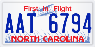 NC license plate AAT6794