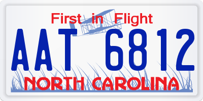 NC license plate AAT6812