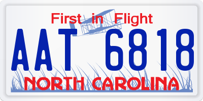 NC license plate AAT6818