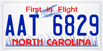 NC license plate AAT6829