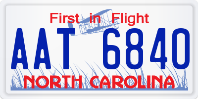 NC license plate AAT6840