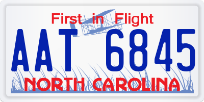 NC license plate AAT6845