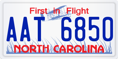 NC license plate AAT6850