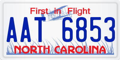 NC license plate AAT6853