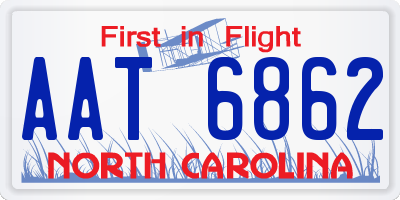 NC license plate AAT6862