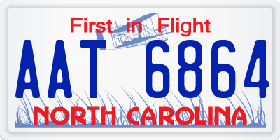 NC license plate AAT6864
