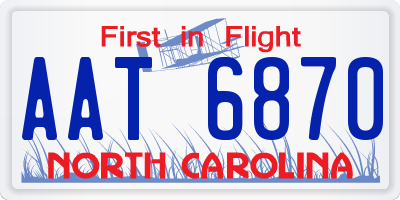 NC license plate AAT6870