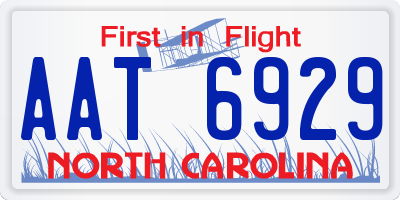 NC license plate AAT6929