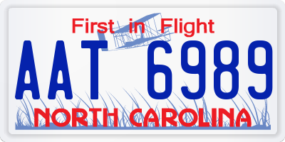 NC license plate AAT6989