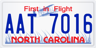NC license plate AAT7016