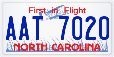 NC license plate AAT7020