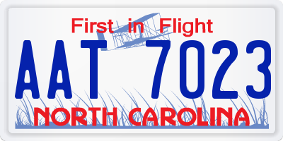 NC license plate AAT7023