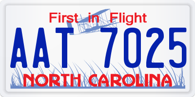 NC license plate AAT7025
