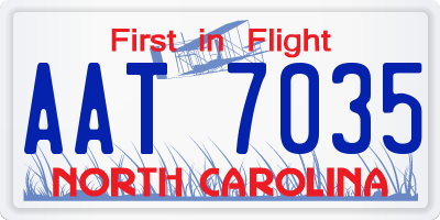 NC license plate AAT7035