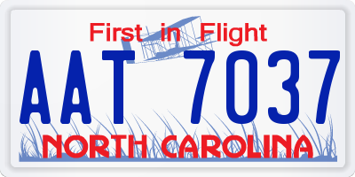 NC license plate AAT7037