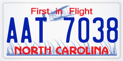 NC license plate AAT7038
