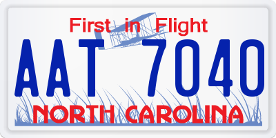 NC license plate AAT7040