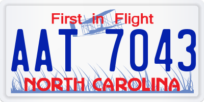 NC license plate AAT7043