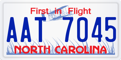 NC license plate AAT7045