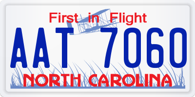NC license plate AAT7060