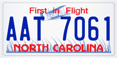 NC license plate AAT7061
