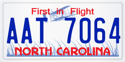 NC license plate AAT7064