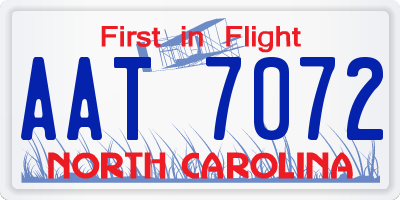 NC license plate AAT7072