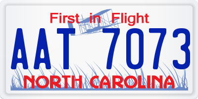NC license plate AAT7073
