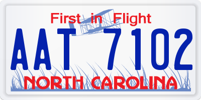 NC license plate AAT7102
