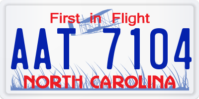 NC license plate AAT7104