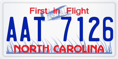 NC license plate AAT7126