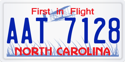 NC license plate AAT7128