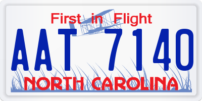 NC license plate AAT7140